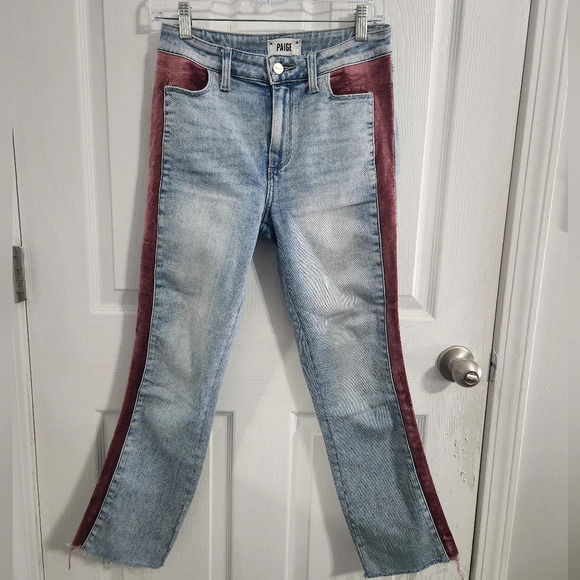 Paige jeans cindy 90s Velvet stripe high waist raw hem size 27 - Picture 3 of 15